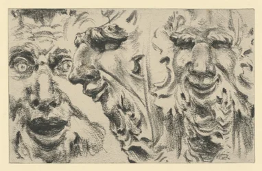 Twee faunmaskers in de Zwinger in Dresden