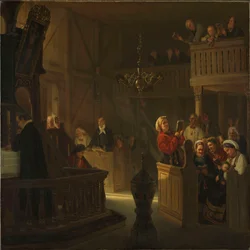Kerkdienst in een Noorse plattelandskerk