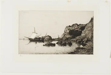 Vissersvaartuigen bij de kliffen van Collioure