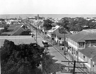 Old King Street naar het zuiden, Kingston, Jamaica, c1905