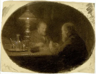 Twee vrienden rond de tafel