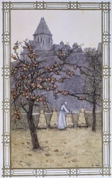 Het leven van bijen: het werk van de imker - tekening door A. Giraudon