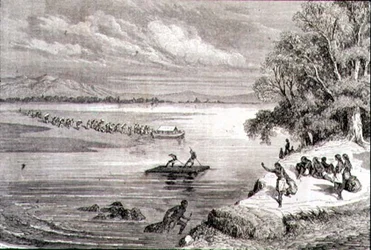 De Colorado-rivier oversteken in de jaren 1860