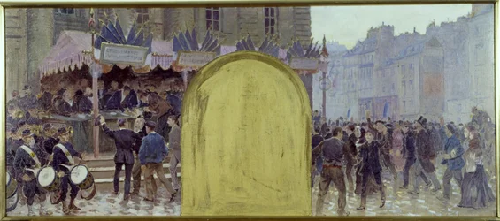 Schets voor het kantoor van de prefect in het stadhuis van Parijs: Vrijwillige inschrijvingen op het Panthéonplein