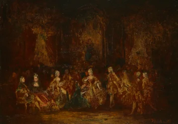 Personen in Louis XV-kostuums