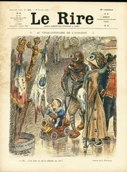 Illustratie van Adolphe dit Willette voor de omslag van Le Rire, 26/02/10 - Bij het vijftigjarig jubileum van de luchtvaart - Luchtvaart, Mode, Hoed, Ongelukken Rampen