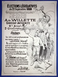 Poster ter promotie van de verkiezing van de kunstenaar in de wetgevende verkiezingen van september 1889