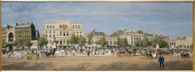 Algemeen uitzicht op de theaters van de boulevard du Temple in 1862