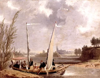 Louis-Philippe en zijn familie in een boot in Neuilly