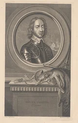 Oliver Cromwell, Protecteur, gegraveerd door Pierre Drevet