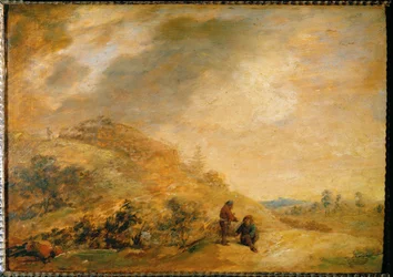 Landschap in de duinen (schilderij op eikenhout)