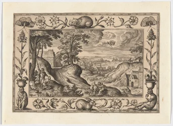 Abrahams offer van Isaak, uit Landschappen met scènes uit het Oude en Nieuwe Testament en Jachtscènes