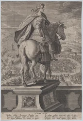 Ruiterstandbeeld van Claudius, gezien van achteren, een zeewedstrijd
