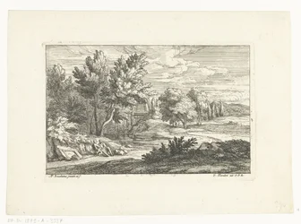 Landschap met grafmonument