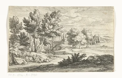 Landschap met grafmonument