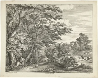 Landschap met hertenjacht