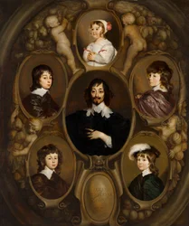 Portret van Constantijn Huygens (1596-1687) en zijn vijf kinderen