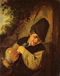 Een boer met een kruik en een pijp, ca. 1650-55