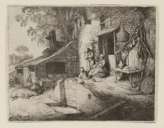 Bij de deur van het huisje - De spinster
