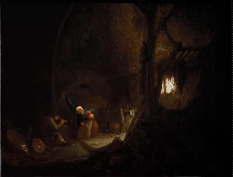 Boerenfamilie in een schuur