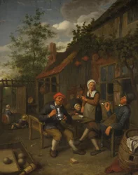 Boeren Drinken Buiten een Herberg