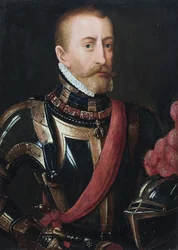 Portret van een edelman in harnas (olieverf op paneel)