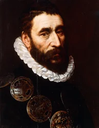 Portret van een bebaarde man, buste-lengte, met gorgets