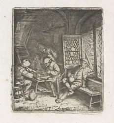 Boereninterieur met tric-trac spelers