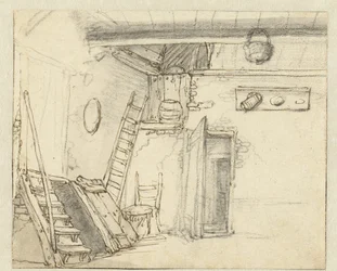 Hoek van het interieur van een schuur