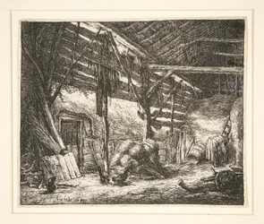Interieur van een schuur