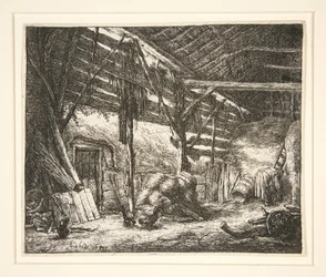 Interieur van een schuur