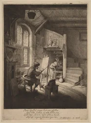 Schilder in zijn atelier