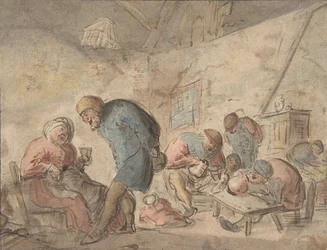 Boeren Drinken, verso: schetsen van boeren, 1610-85