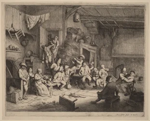 Boeren die feestvieren in een herberg
