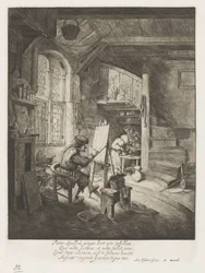 Schilder in zijn atelier