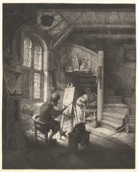 De schilder in zijn atelier
