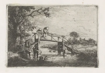 Twee vissers op een brug