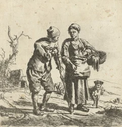 Boer en zijn vrouw in gesprek