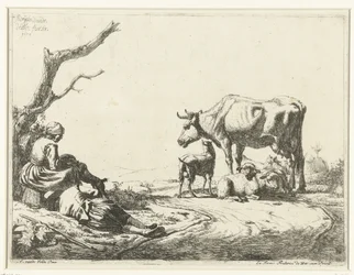 Herder en herderin met vee