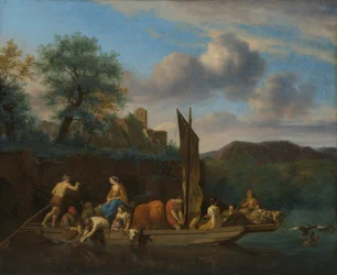 Italiaans landschap met veerboot
