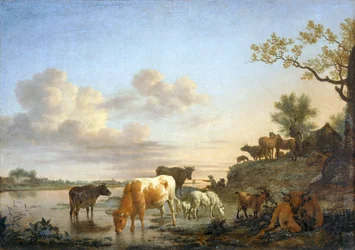 Landschap: dieren bij de rivier ...