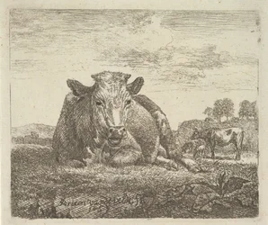 Liggende koe, uit Verschillende Dieren, 1657