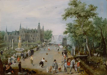 Een jeu de paume voor een landelijk paleis