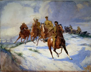 Artillerie op de duinen, Vlaanderen, 1915