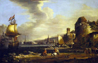 De haven van Genua, ca.1660 (olieverf op doek)