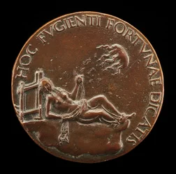 Vrouwelijke figuur met een hoofdstel [achterkant], waarschijnlijk na 1502