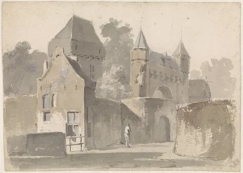 Gezicht op een stadspoort