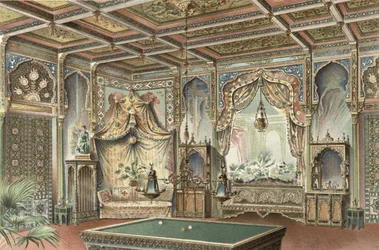 Een Moorse biljartkamer, illustratie uit 