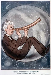 Herr professor Einstein of de relatieve Kolossal - Illustratie door Adrien Barrere (1877-1931) in 
