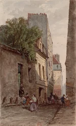 Maison du diacre François de Pâris (1690-1727), Parijs, rue des Bourguignons (huidige boulevard de Port-Royal). Tekening door Adrien Dauzats (1804-1868)